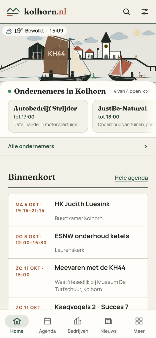 Kolhorn.nl op een telefoon