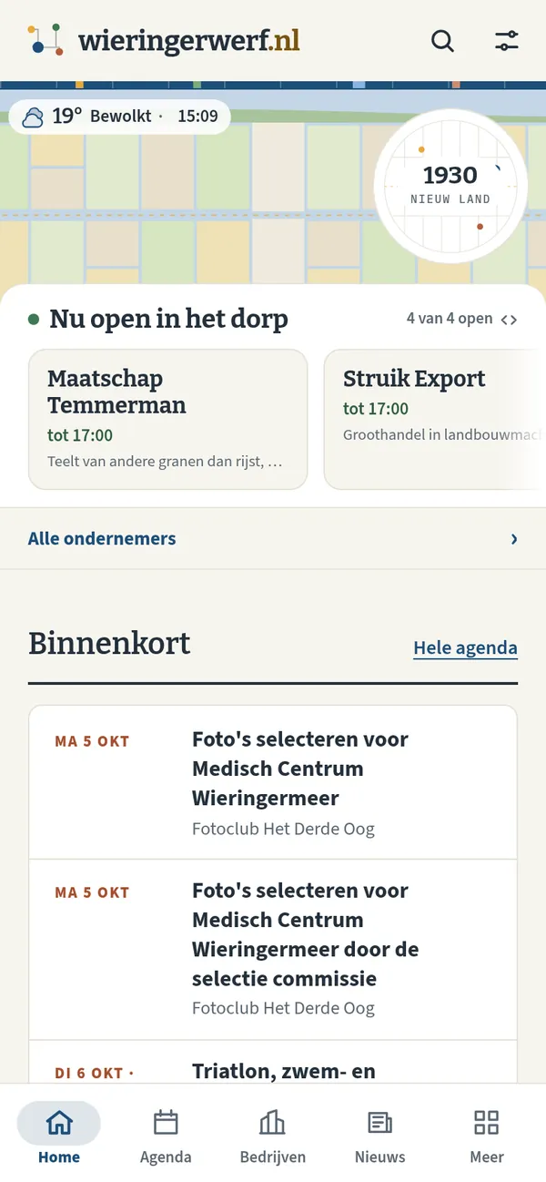 Wieringerwerf.nl op een telefoon