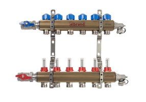 Foto - Albrand messing verdeler met flowmeters