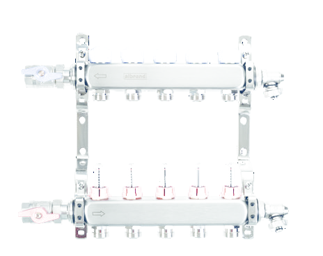 Foto - Albrand RVS verdeler met flowmeters
