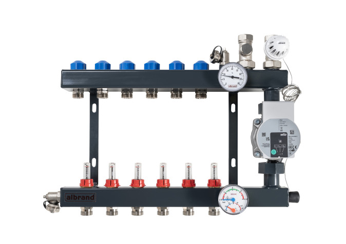 Albrand Boxer FL vloerverdeler met flowmeters en pomp