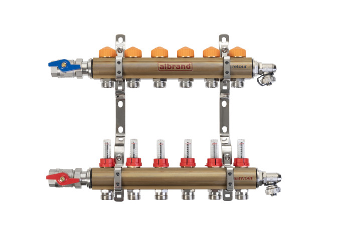 Albrand messing CF-FL vloerverwarmingsverdeler met flowmeters