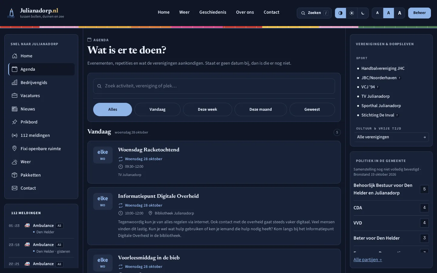 De agenda van Julianadorp.nl.