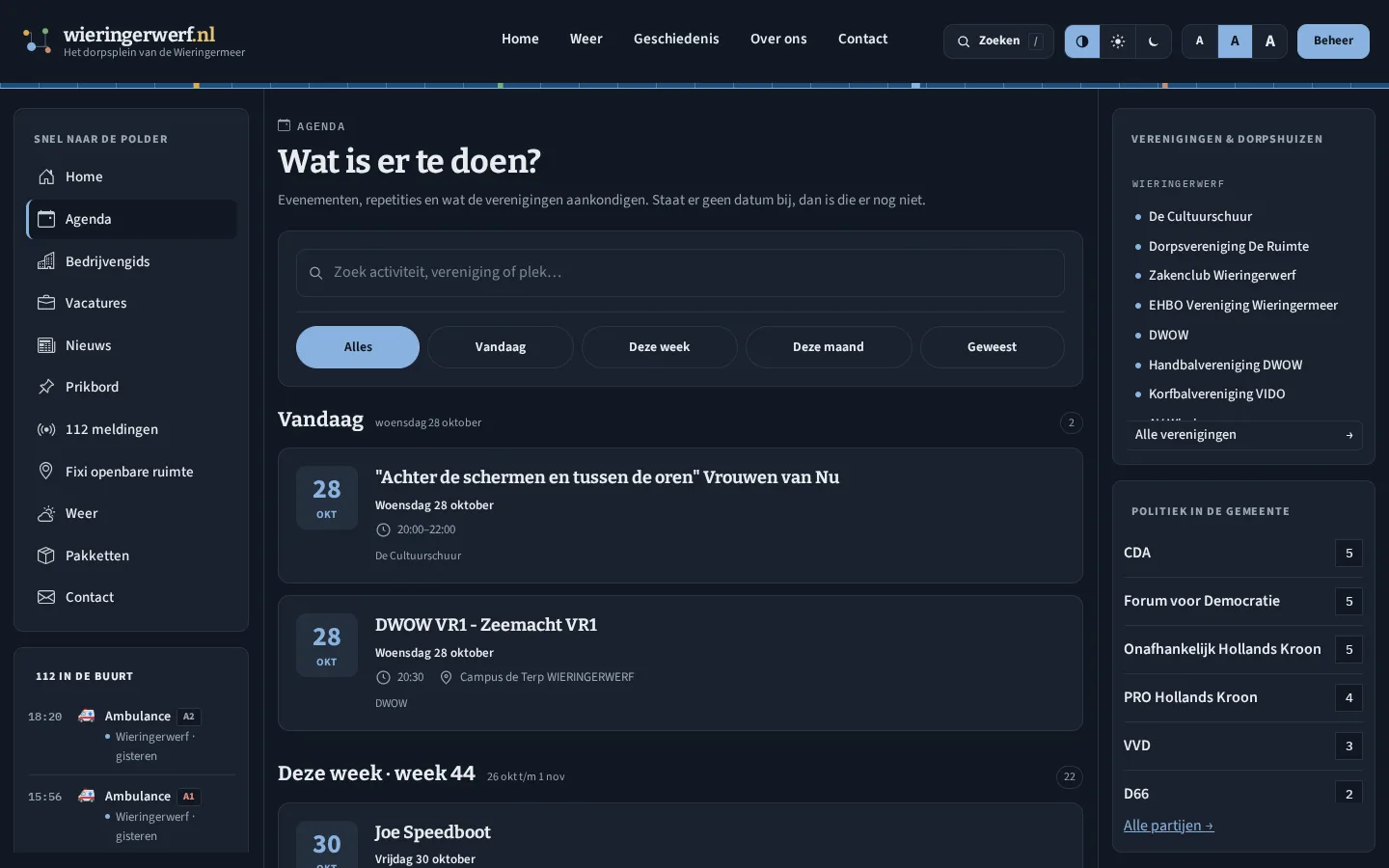De agenda van Wieringerwerf.nl.